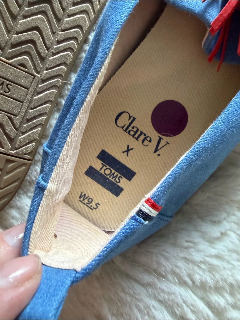 Tom’s x Clare V. Blue Espadrille Tassel Slip-On Shoes
